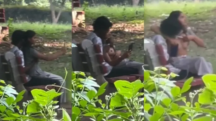 Delhi Young Couple GF Boobs In Park Outdoor Video